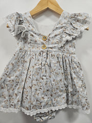 Handmade Vintage Grey Hase Romper Dress - Luna Bella Designs