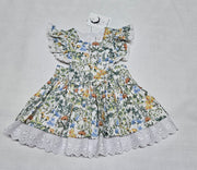 Handmade Baby Polly Dress- white Garden - Luna Bella Designs