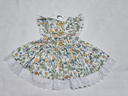 Handmade Baby Polly Dress- white Garden - Luna Bella Designs