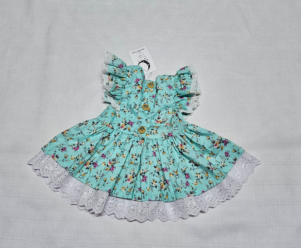 Handmade Baby Polly Dress- Mint Garden - Luna Bella Designs