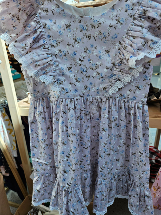 Handmade Vintage Ruffle Dress in Lavender - Luna Bella Designs