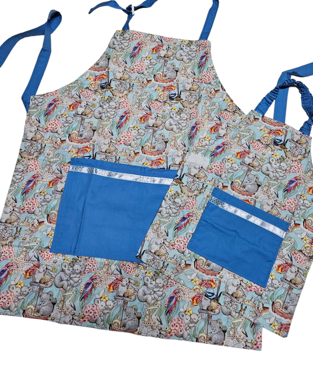 Handmade May Gibbs print Adult and child apron sets - Luna Bella Designs