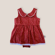 Handmade Red floral print romper dress - Luna Bella Designs