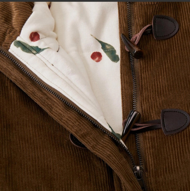 Organic Corduroy Quilted Coat/ Jacket -Brown - Luna Bella Designs