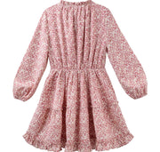 Caitlin Long Sleeve Floral Frill Dress - Navy or Dusty Pink - Luna Bella Designs